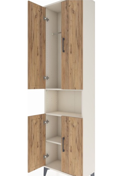 Arges Dolap 3 Raflı 4 Kapaklı Tek Askılı 60x30x221 Aytaşı-çam Aytaşı