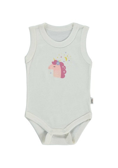 Civil Baby Unicorn Baskılı 1-36 Yaş Çıtçıtlı Badi - Ekru