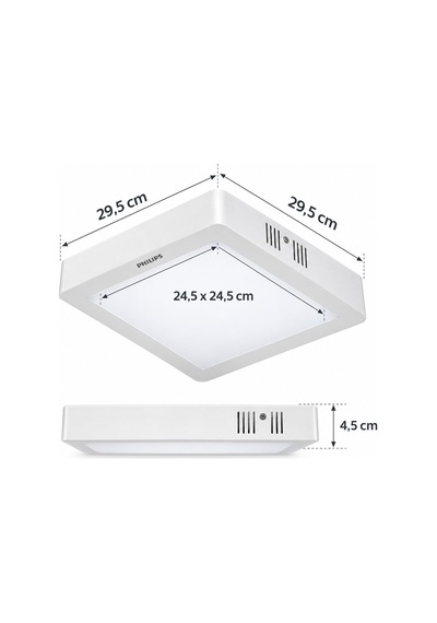 Smartbright 24w Led Sıva Üstü Kare Tavan Armatürü 2200 Lümen, 3000k Sarı Işık, 29,5x29,5 Cm, 220v, Beyaz Kasa Diğer
