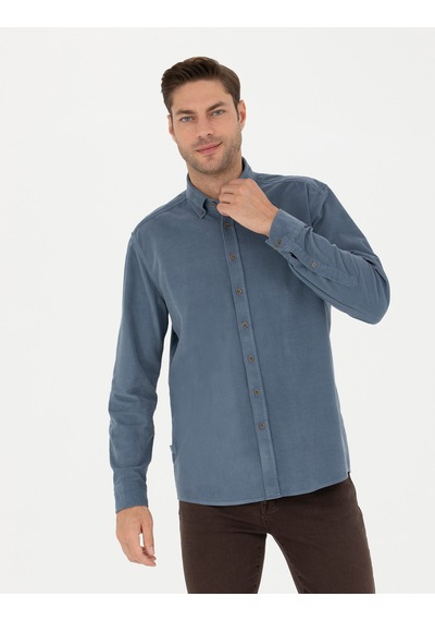 Pierre Cardin Saks Regular Fit Uzun Kollu Gömlek 50274112 Vr032 Koyu Mavi