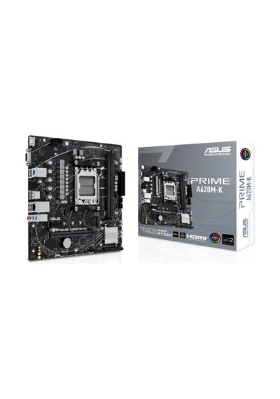 Asus Prıme A620m-k Ddr5 7000mhz 1xvga 1xhdmı 1xm.2 Usb 3.2 Matx Am5 Amd Am5 9000/8000/7000 Serileri