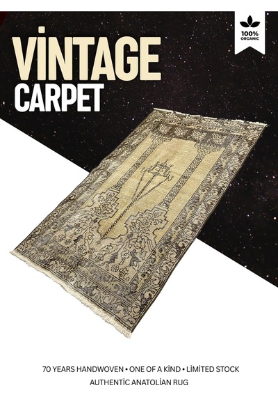 Bohem Stil Vintage Halı Özel Tasarım Anadolu Koleksiyonu Doğal Halı Kahverengi