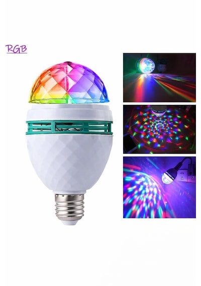 E27 Renkli Led Döner Başlıklı Disko Topu Ampul 3 W 1