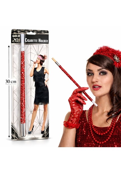 30 Cm Kırmızı Payetli Sigara Tutacağı 1920 Ler Gatsby Parti Aksesuarı 5691 "