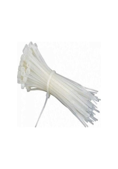 Beyaz Cırtlı Plastik Kelepçe Kablobağı 3,6x200 100 Adet