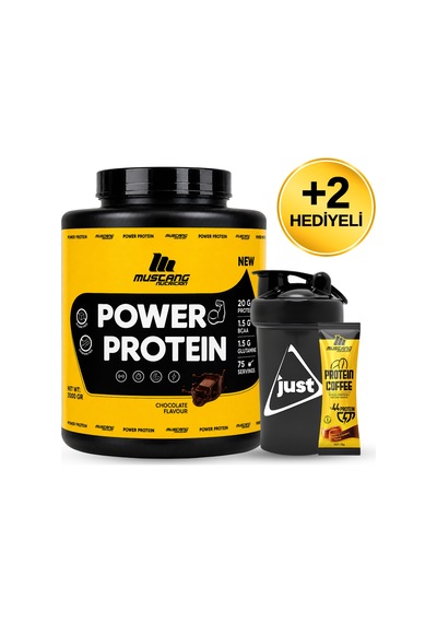 Mustang Nutrition Power Protein Tozu 3000 Gr 75 Servis Çikolata + Shaker + Protein Kahve Hediyeli Çikolata Aromalı
