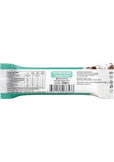 Fellas Protein Bar - Fındıklı ve Kakaolu 32 gr x 12 Adet