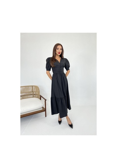 Butik İstanbul 6411 Elbise-siyah Si Yah