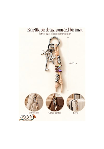 Goob Kişiye Özel İsimli Çanta Aksesuarı Bej Kordonlu Yıldız Ve Anahtar Figürlü Çanta Charm Çok Renkli Çok Renkli Goob Kişiye Özel İsimli Çanta Aksesuarı Bej Kordonlu Yıldız Ve Anahtar Figürlü Çanta Charm Çok Renkli Çok Renkli