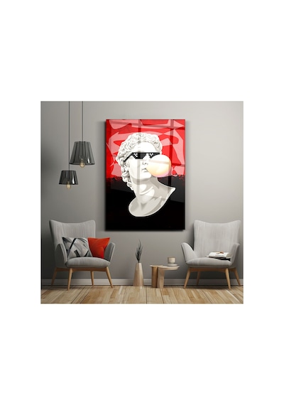 Michelangelo David Cam Tablo Gözlüklü Pop Art Duvar Dekoru Ev, Ofis Ve Genç Odası İçin Dekoratif Modern Tablo