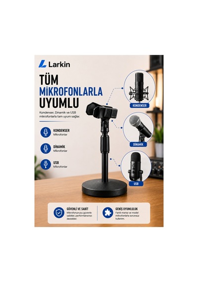 Larkin Ds18 Ağır Taban Masa Tipi Metal Mikrofon Standı