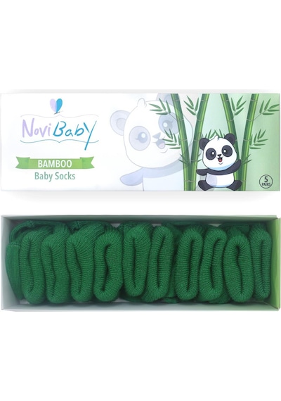 Novibaby 5'li Bambu Yenidoğan Bebek Çorabı I Pine Green I 0-6 ay "Karışık Renkli"