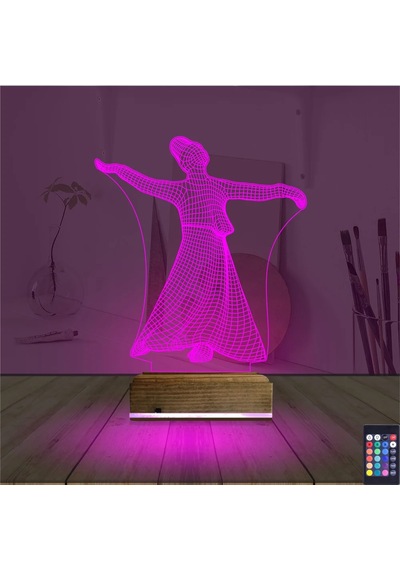 Luvivia Semazen Mevlana 3d Lamba - Masa Gece Lambası Şeffaf