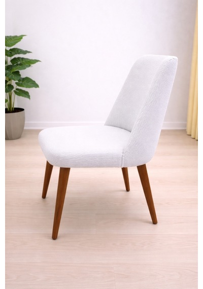Mutfak Sandalye Kılıfı Büyük Oval Jakarli Yıkanabilir Streç Lastikli Sandalye Örtüsü 1 Adet Krem - 797640822 Krem