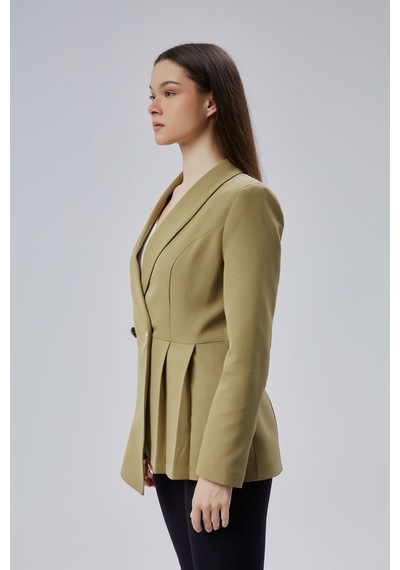 Haki Regular Fit Pile Detaylı Blazer Ceket Siyah