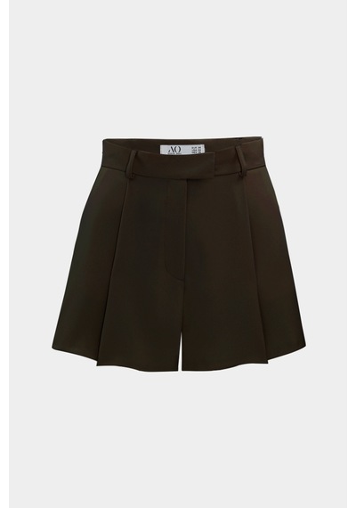 Açelyaokcu Premium Lowry Wide Leg Mini Boy Dokuma Şort Kahverengi