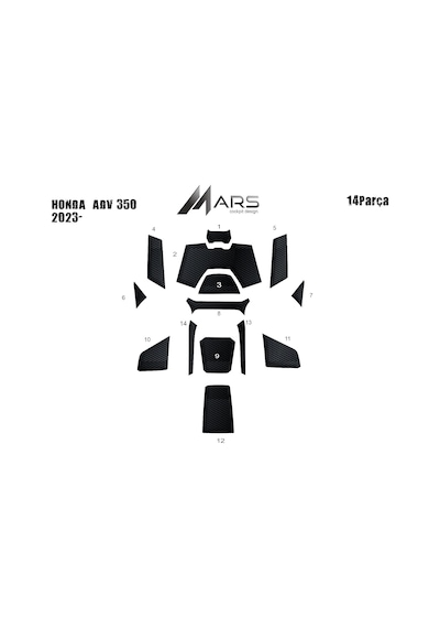 Honda Adv 350 Tank Pad Ve Grenaj Kaplama 14 Parça Siyah 54364088