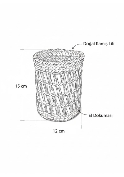 Dekoratif Desenli Doğal Hasırdan Otantik Kaşıklık Açık Kahverengi
