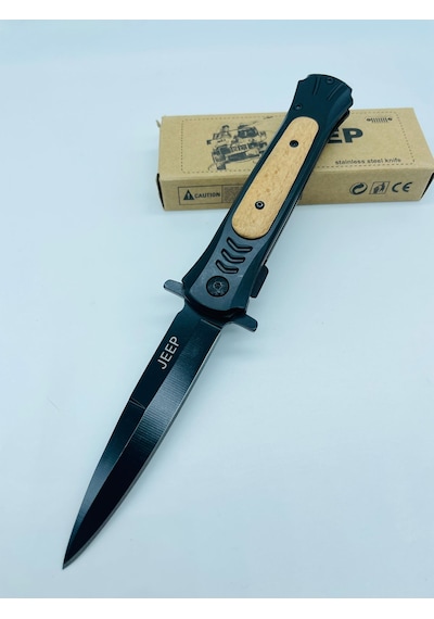Jeep Ahşap Kasa Yandan Çıkma Kamp Çakı //23cm--ja23 Siyah