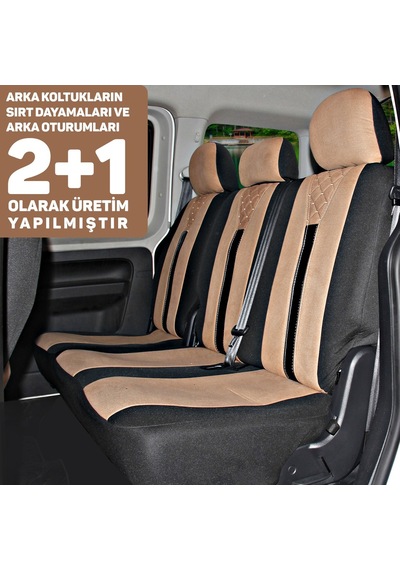 Pandami Ticari Oto Koltuk Kılıfı, Tam Set 5 Koltuk - Tay Tüyü / Taba