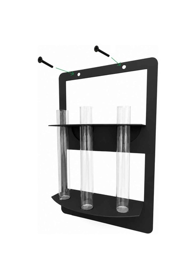 Trio Modern Metal Duvar Vazosu - 3 Lü Cam Tüp Çiçeklik -be-mcıc-syh