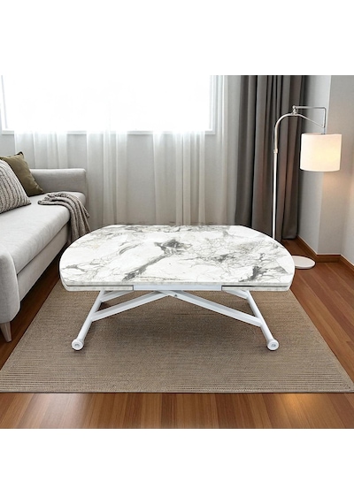 Oval Yan Baştan Açılır Akıllı Masa Üst Tabla Mdf Yüksekliği Ayarlanabilir Pratik Beyaz Mermer Oval Yan Baştan Açılır Akıllı Masa Üst Tabla Mdf Yüksekliği Ayarlanabilir Pratik Beyaz Mermer