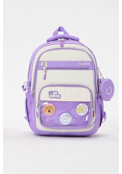 Kawaii Kore Tarzı Aksesuarlı 3'lü Set Lila Kız Çocuk Okul Çantası İlkokul Sırt Çantası Beslenme Çantası Kalemlik