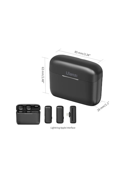 Ulanzi J12 Kablosuz Lightning Apple Uyumlu iPhone İkili Yaka Mikrofonu 2885