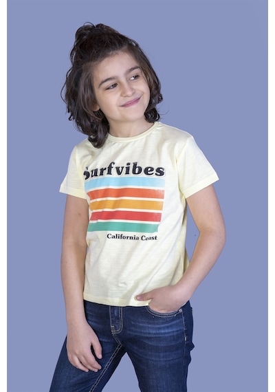 Toontoy Kids Toontoy Erkek Çocuk Surfvibes Baskılı Tişört Sarı