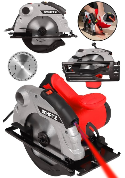 Schatz Profesyonel 1400w Metal Şanzıman Lazerli Daire Testere Bakır Sargılı Sunta Kesme Makinesi Kırmızı
