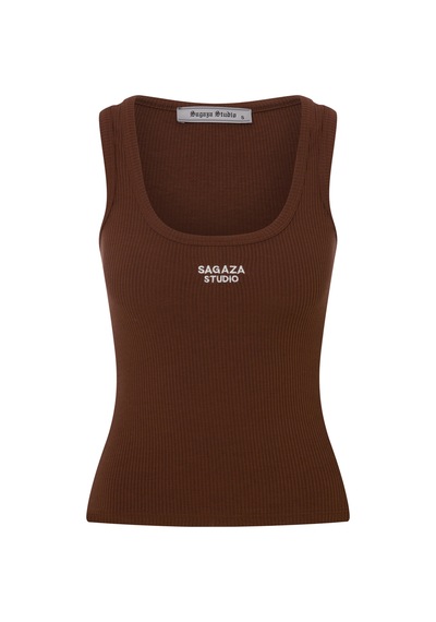 Sagaza Studio Ss6004 Geniş Asklı Atlet Kahverengi