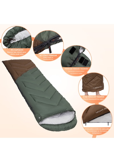Kingcamp Radar 250 Deluxe -3 C Uyku Tulumu Green & Brown Kahverengi