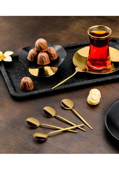 Özlife Duru Titenyum Gold Çay Kaşık - 6 Lı Çay Kaşığı