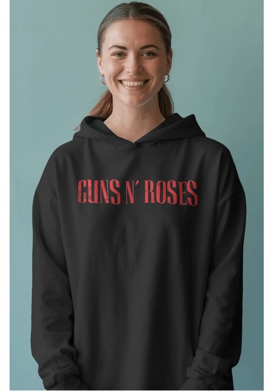 Sevbano Guns N' Roses Rock Metal Müzik Grubu Sırt Baskılı Unisex Oversize Siyah