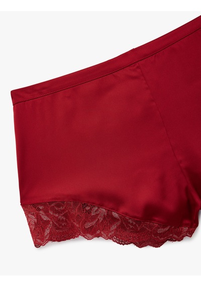 Koton Dantel Detaylı Kısa Saten Şort Pijama Altı Kırmızı 6wlk80006mw Kırmızı