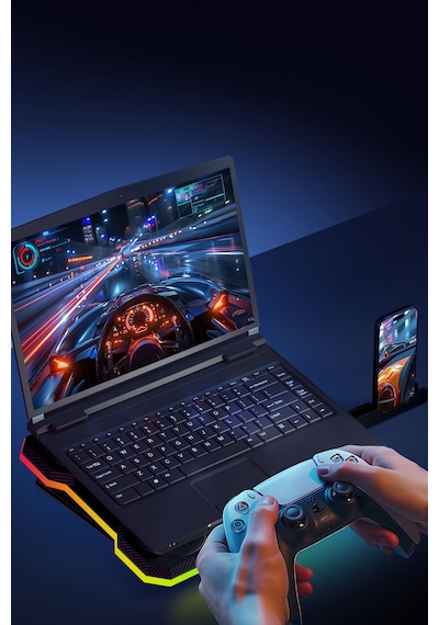 Nitro Rgb Işıklı 9 Fanlı Lcd Göstergeli 2 Usb Girişli Yükselebilen Notebook Soğutucu S24