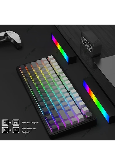 Black Gradiant Rgb Kablosuz Hotswap Mekanik Gaming Klavye Oyuncu Klavye