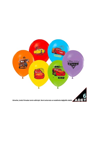 Cars Balon. 30 CM - 6 Adet