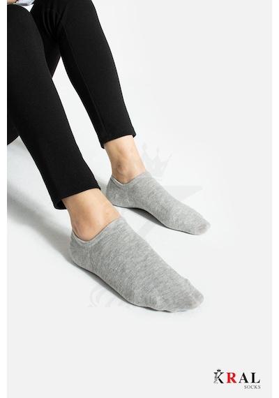 Kral Socks Kadın - Erkek 8 Li - 8 Çift Pamuklu Terletmez Yazlık Görünmez Çorap Seti Gri
