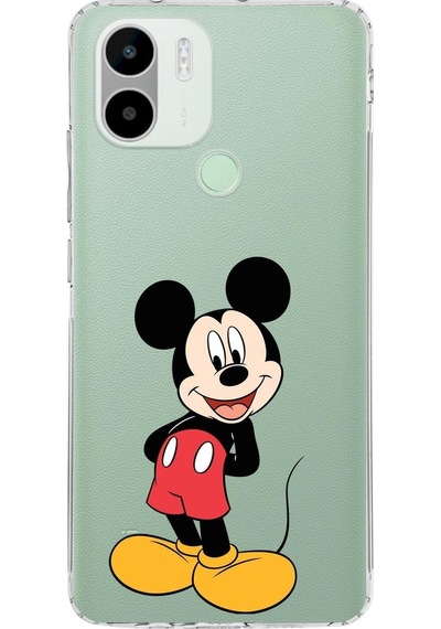 Redmi A1 Plus Slim Fit Kapak Mickey Mouse Tasarımlı Şeffaf Silikon Şeffaf