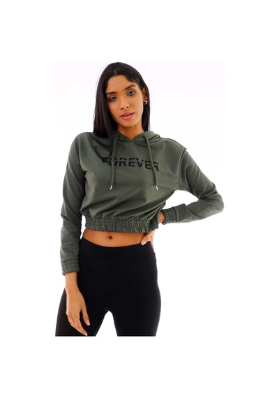 Gugus Unisex Basic Kapüşonlu Sweatshirt Haki