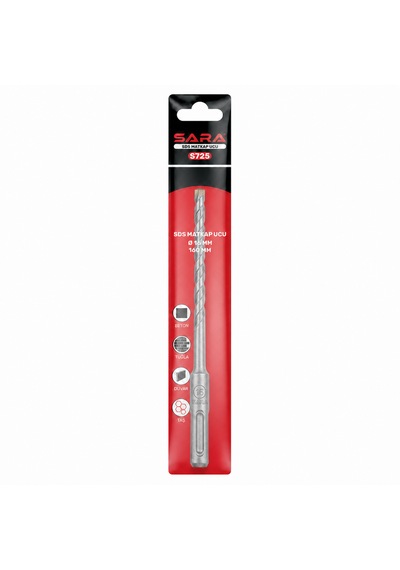 Sara S-725 Sds Plus Matkap Ucu 16 X 160 Mm, 2 Kesicili, Tungsten Karbür Uçlu