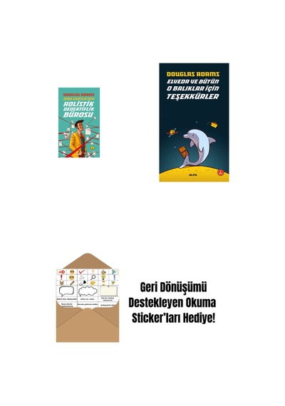 Dirk Gently'nin Holistik Dedektiflik Bürosu + Elveda Ve Bütün O Balıklar İçin Teşekkürler + Okuma Sticker'ları