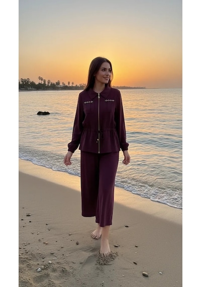 Nuss Pantolonlu Takım 1049 Bordo Bordo