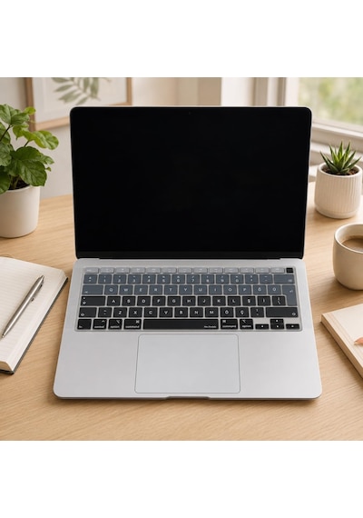 Türkçe Q Klavye Koruyucu Macbook Air A1932 A2179 A2337 M1 Uyumlu Uk Iso Ters L Enter Ultra İnce Silikon Keyboard Cover Siyah Gri