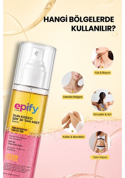 Epify Sun Kissed Spf 30 Mist Spray, 30 Faktör Self Tanning Spray, Bronzlaştırıcı Spray