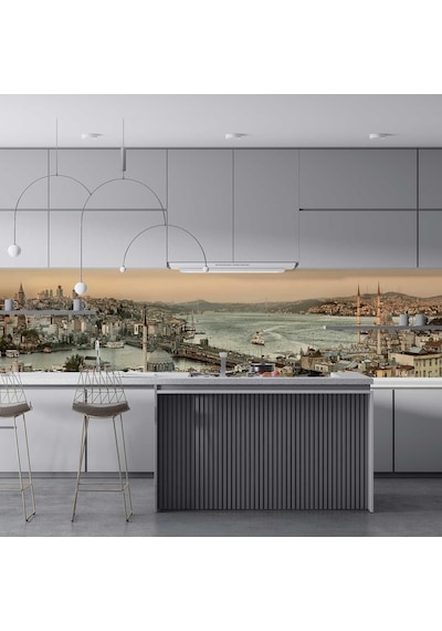 Mutfak Tezgah Arası Folyo Fayans Kaplama Folyosu Panoramik İstanbul