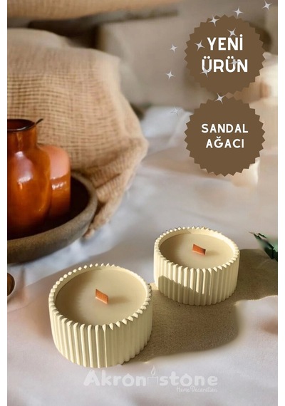 Kase İçinde 2'li Sandal Ağacı Kokulu Mum Set Çok Renkli