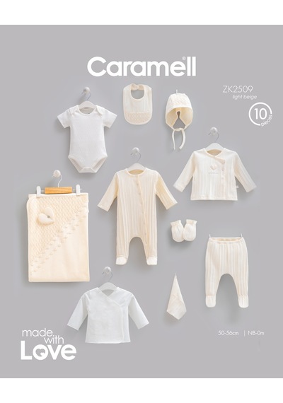 Caramell Very Nice 10 Parça Hastane Çıkışı Zıbın Seti Bej renkli