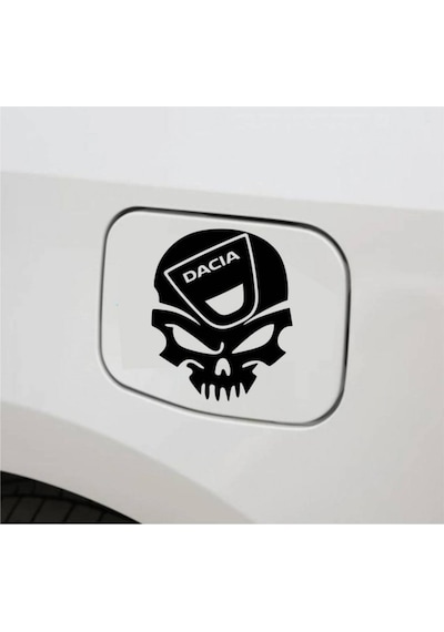 Araba Depo Kapağı Sticker Dacia Kuru Kafa Oto Sticker 2 Adet